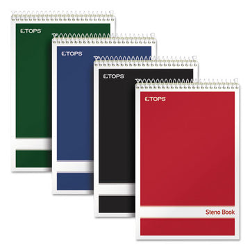 TOPS™ Steno Pad, Gregg Rule, Assorted Cover Colors, 80 Green-tint 6 X 9 Sheets, 4-pack freeshipping - TVN Wholesale